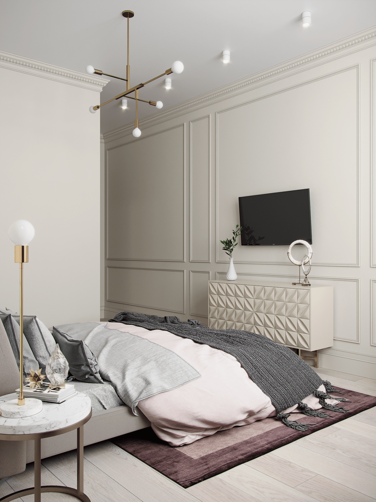 Молдинги в спальне