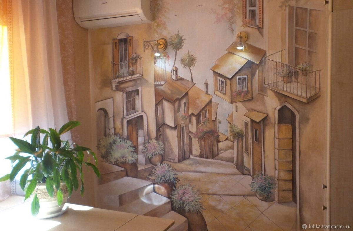 Роспись кухонной стены