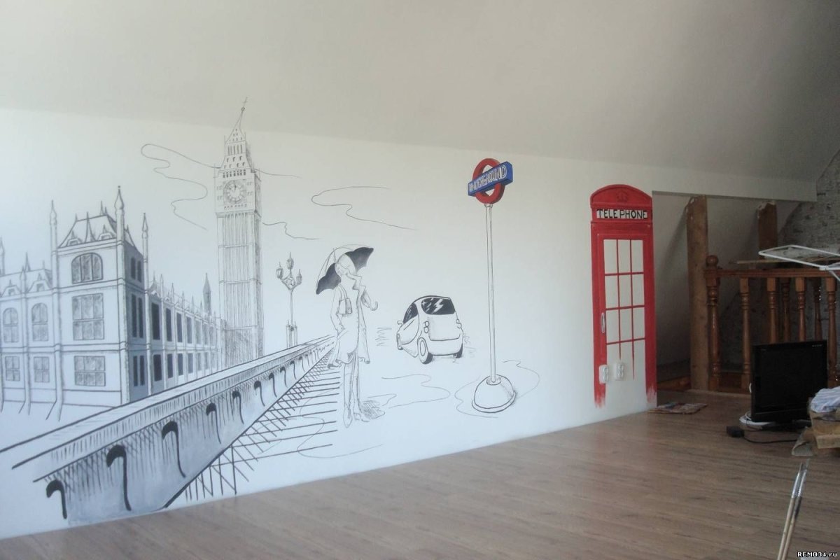 Роспись стен карандашом