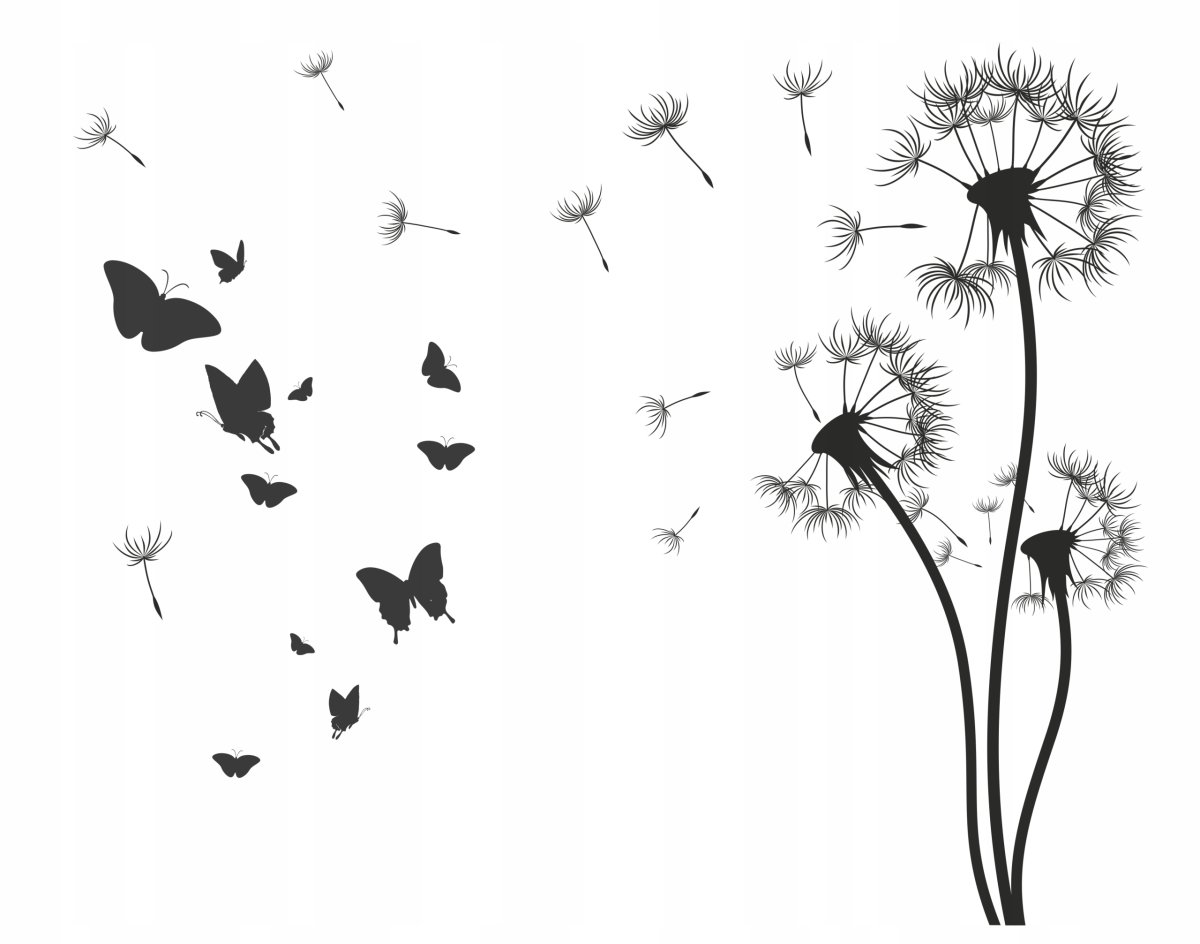 Наклейка на стену одуванчик на ветру