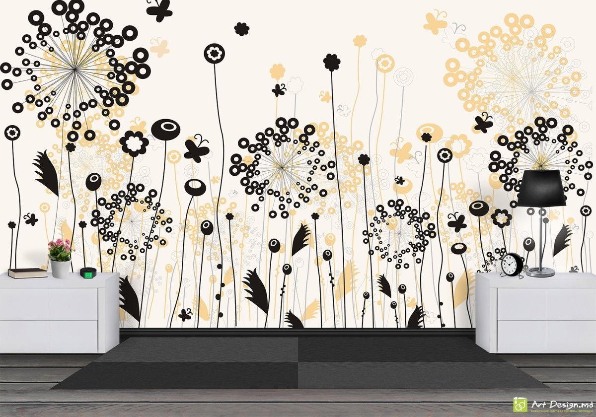 Графичные фотообои для интерьера