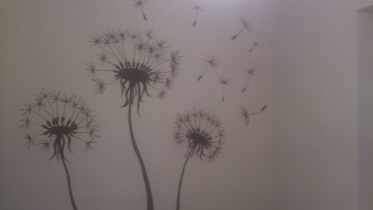 Одуванчики рисунок карандашом на стену