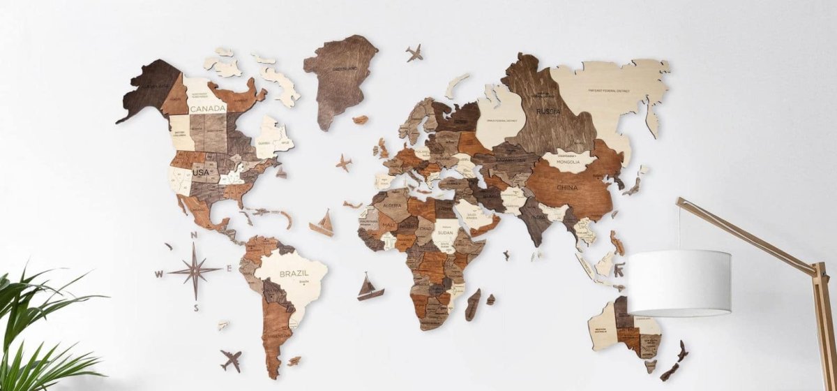 Объемное изображение карты мира