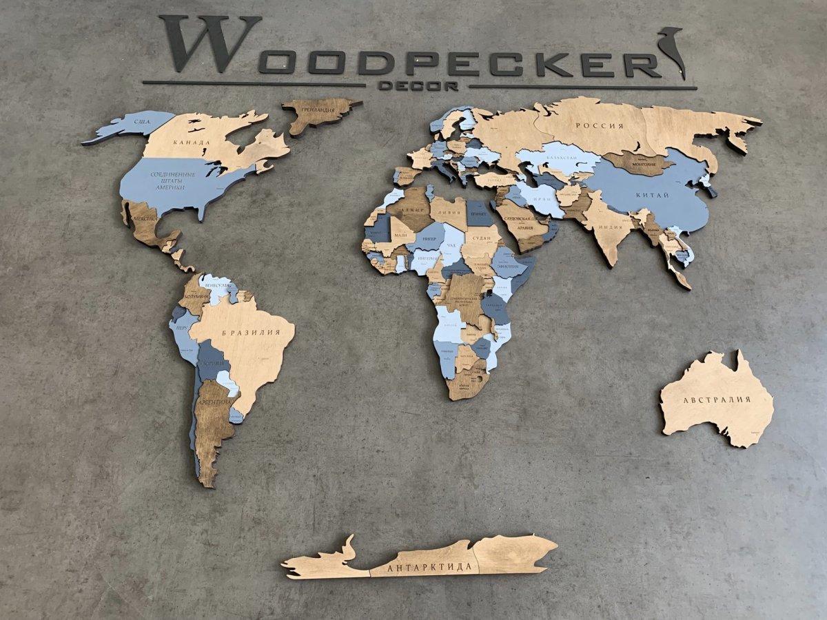 Карта из дерева на стену