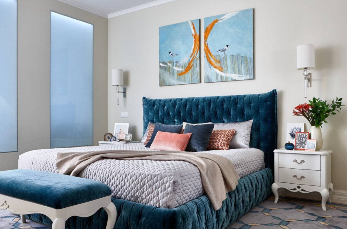 Спальня в синих тонах фото