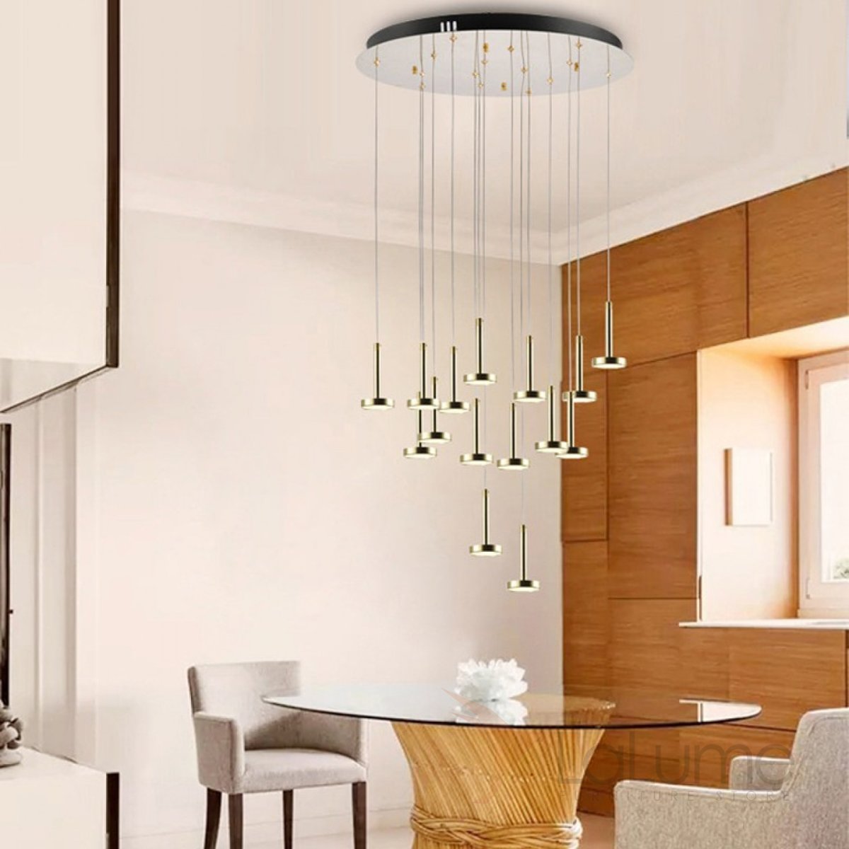 Подвесные светильники над столом