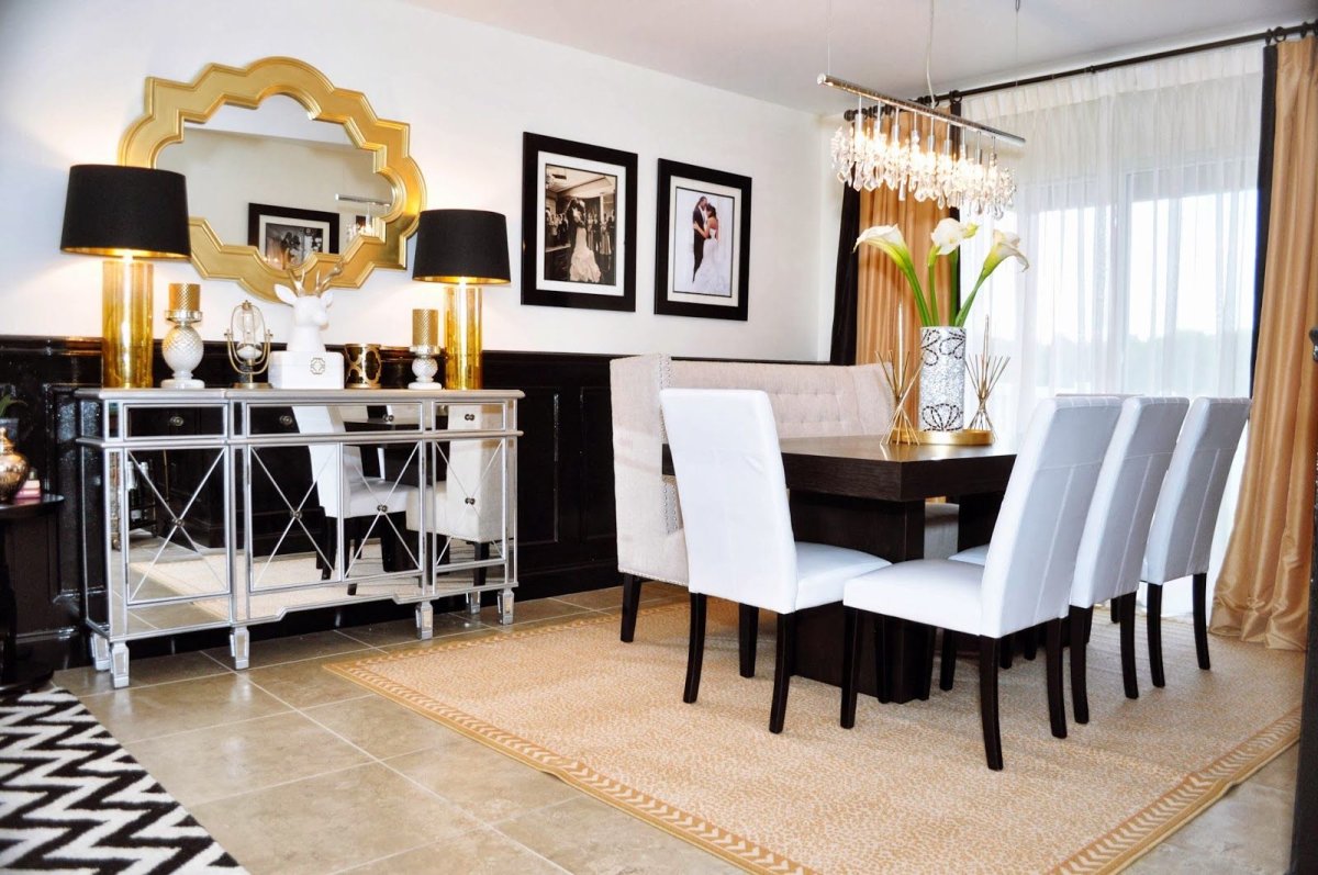 Декор зал желтый серый белый