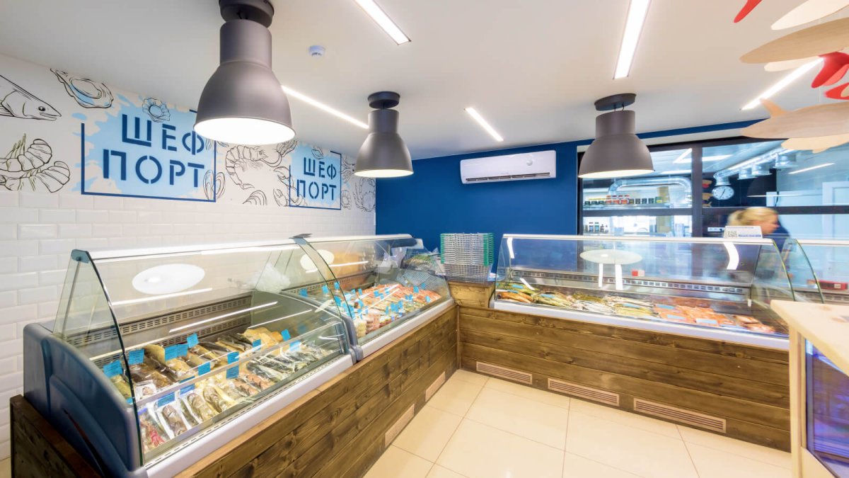 Интерьер рыбного магазина