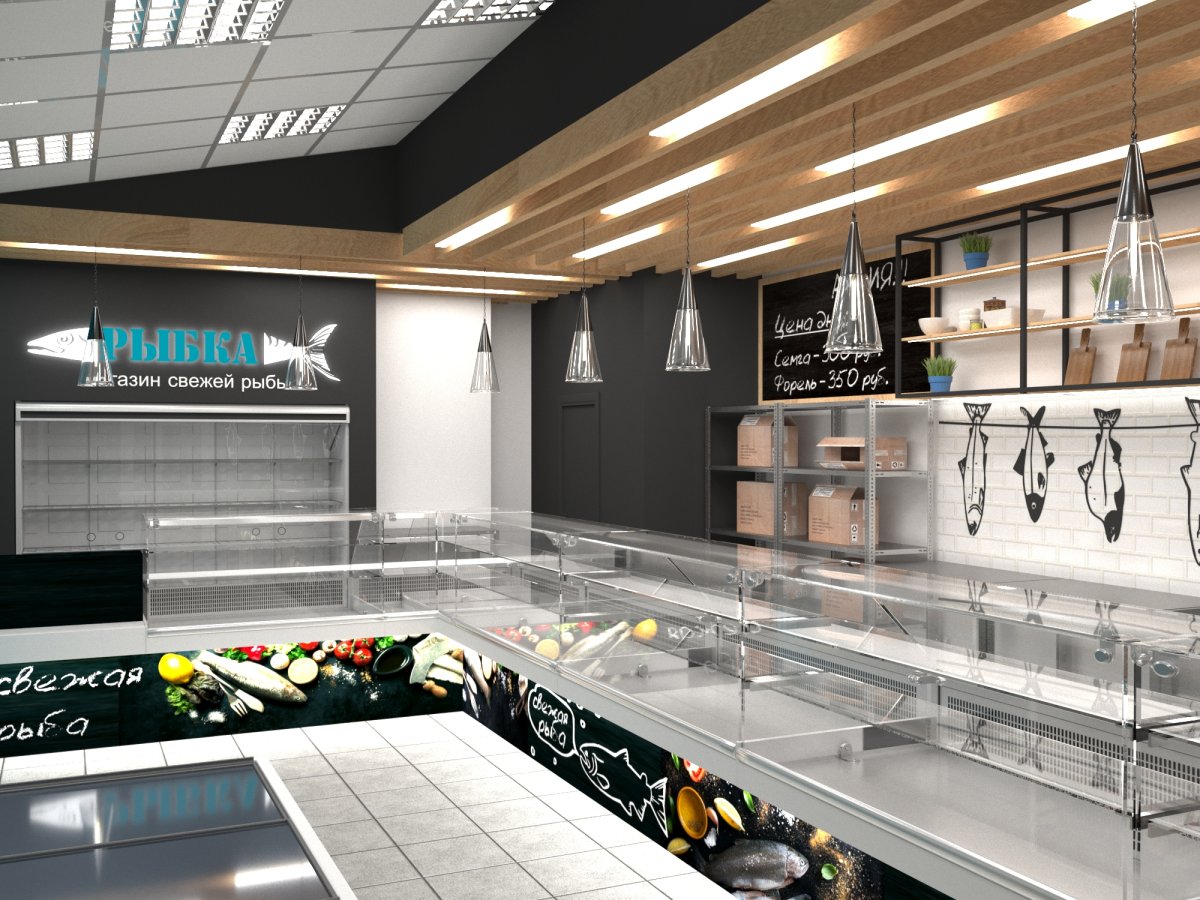 Интерьер рыбного магазина