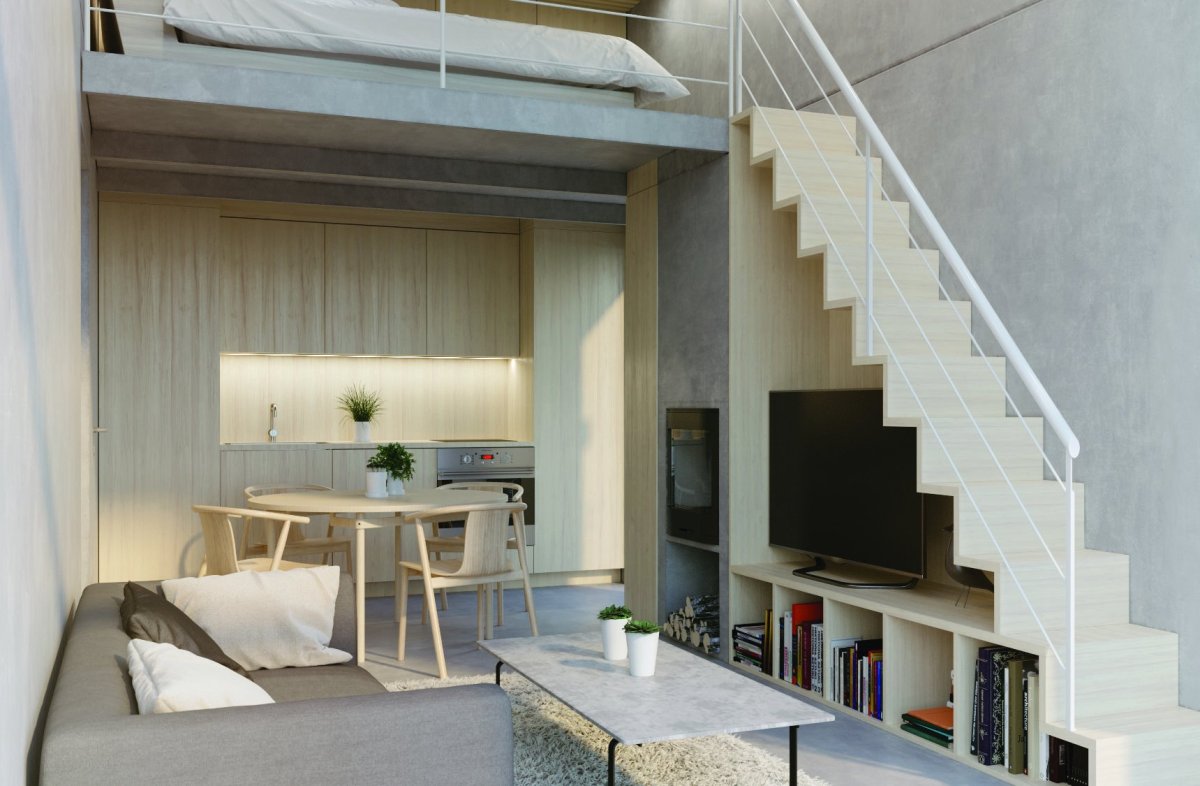 Кровать второй ярус в студии