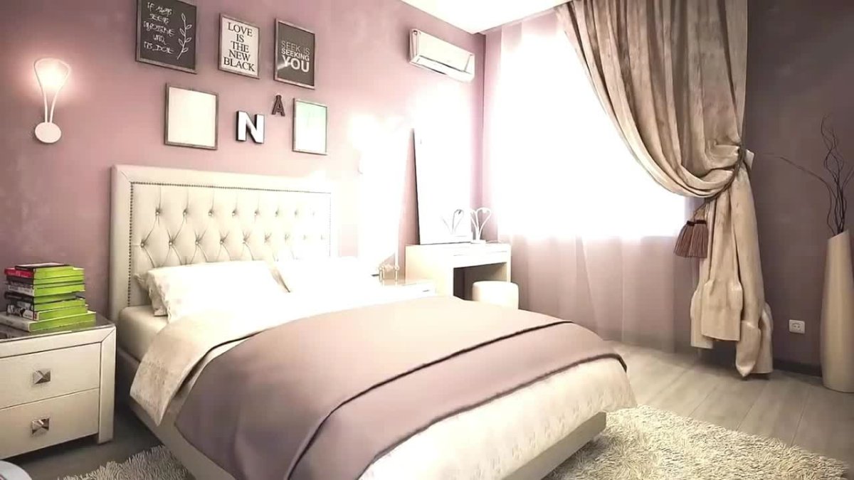 Розовые шторы в спальню