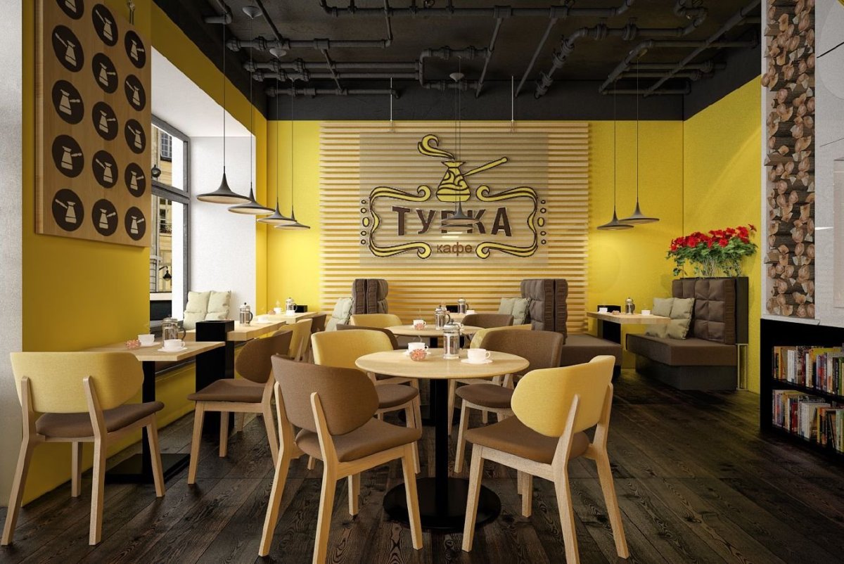 Кофейня интерьер кремовый с черным