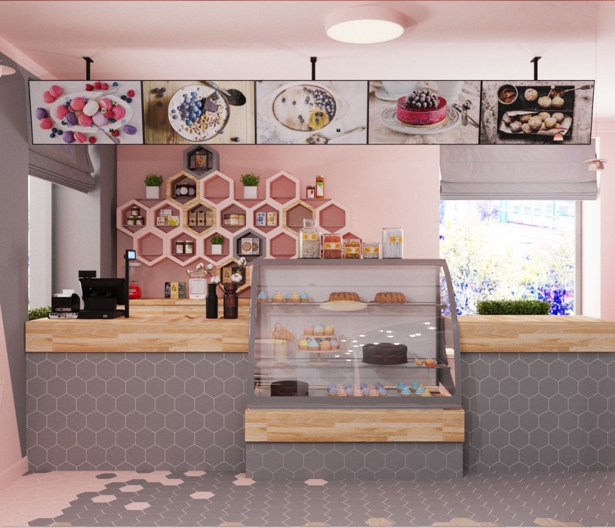 Уютное кафе интерьер визуализация