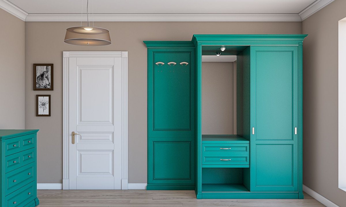 Шкаф бирюзовый с серым