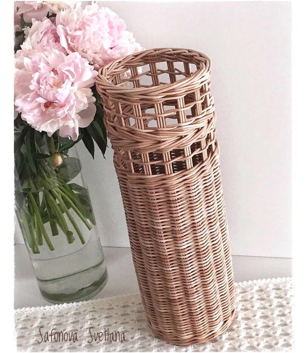 Купить вазу с плетеной ручкой ручкой веревкой
