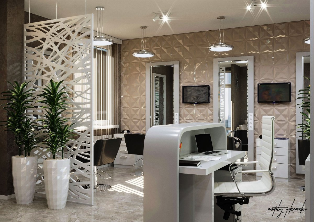 Интерьер салона красоты в светлых тонах