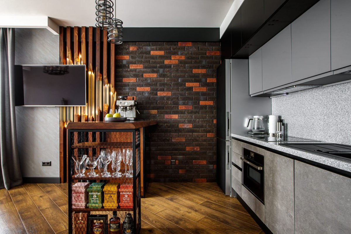 Фартук из вагонки на кухне