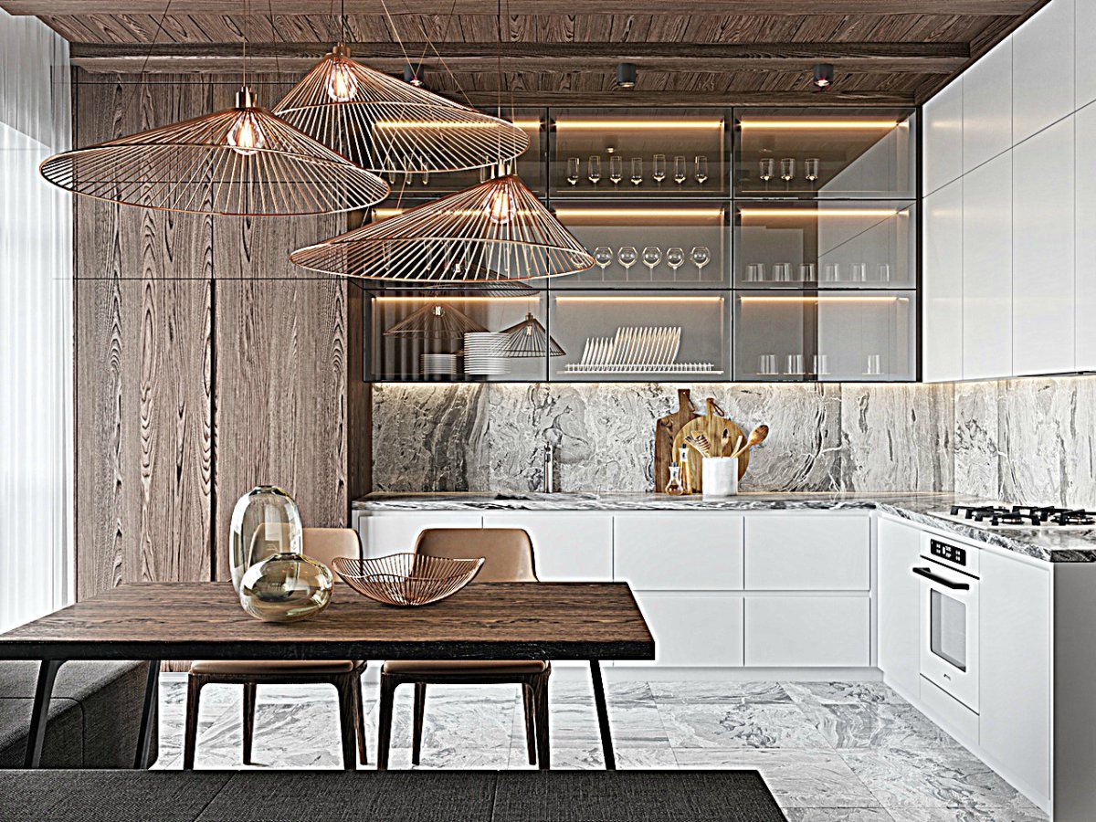 Белая вагонка на кухне