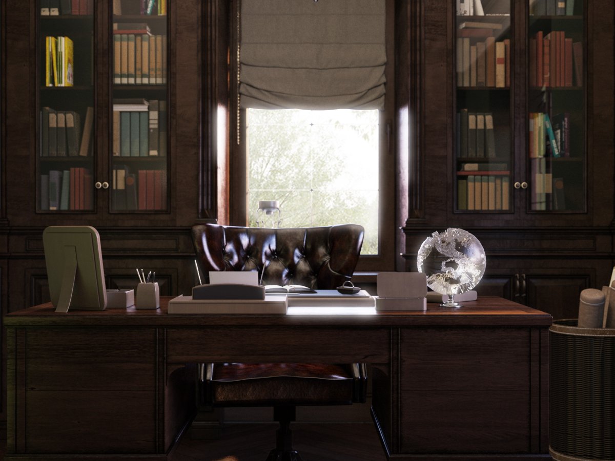 За столом в кабинете