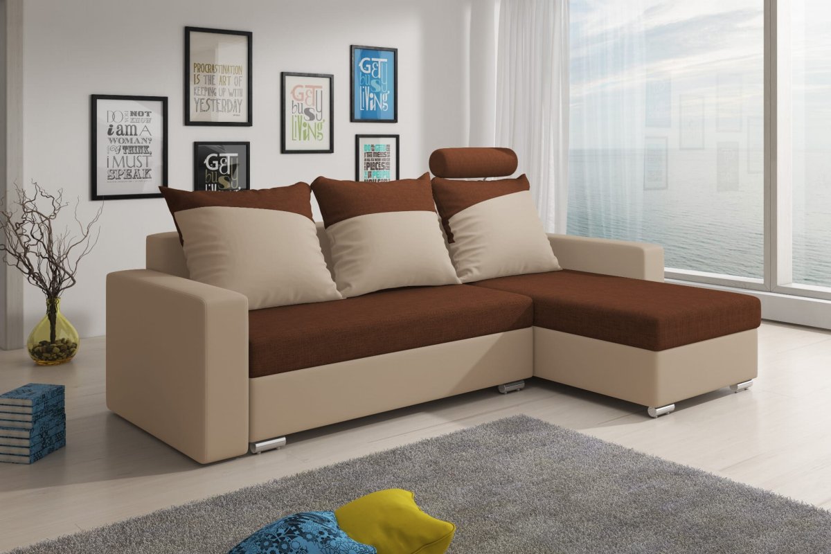 Угловой диван коричневого цвета