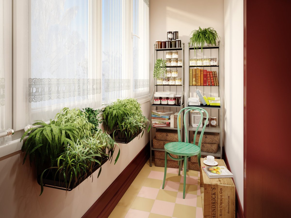 Полочки на балконе для цветов