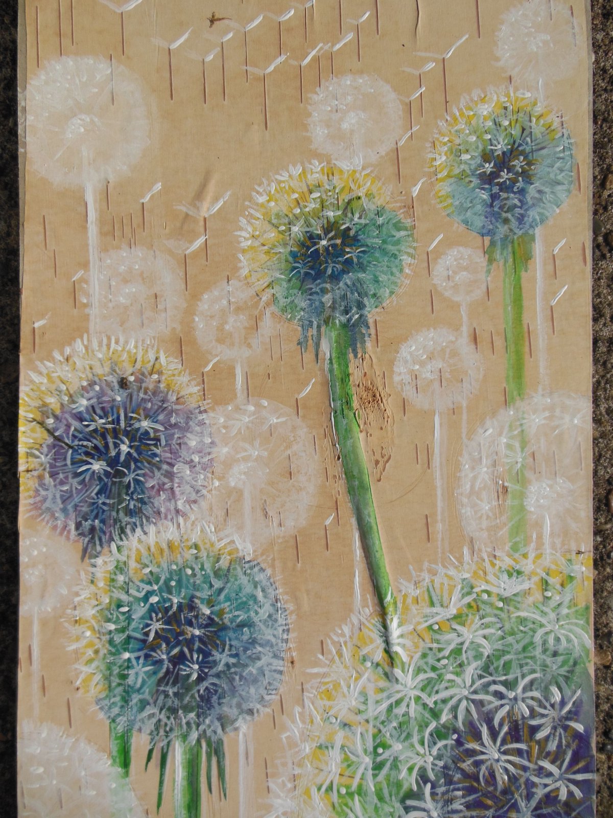 Одуванчики рисунок на стене