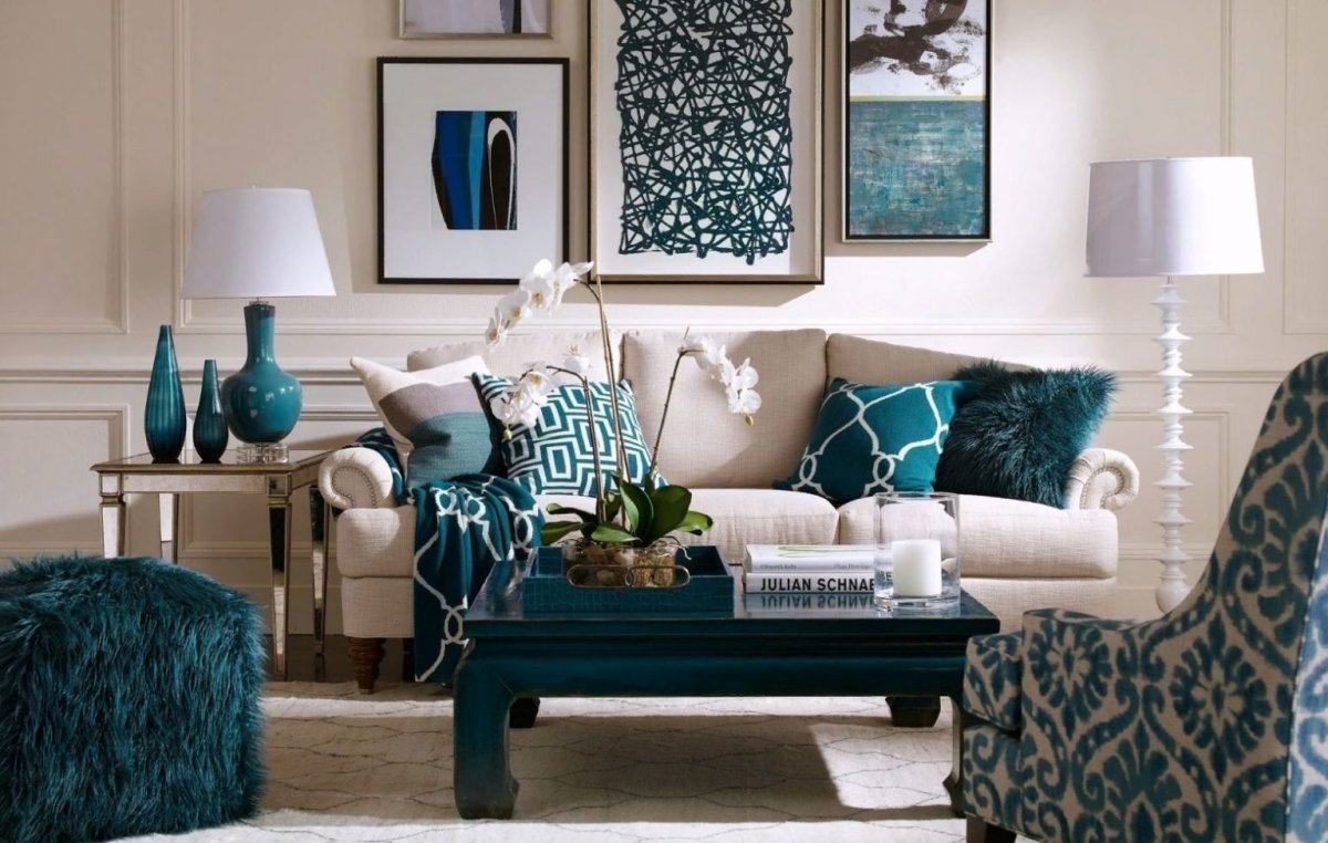 Интерьер в бирюзовых оранжевых тонах