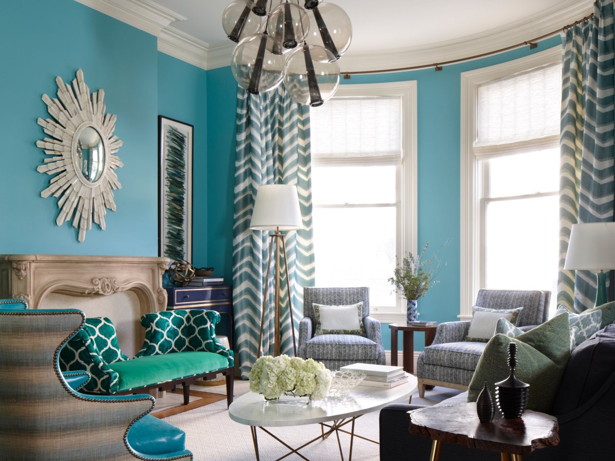 Бирюза и коричневый в интерьере