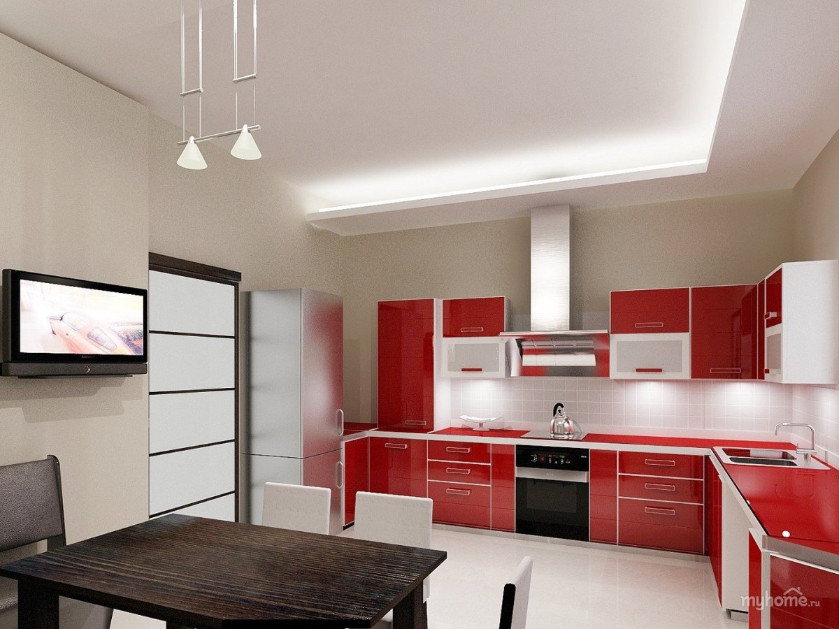 Кухня Виола красный глянец-черный глянец