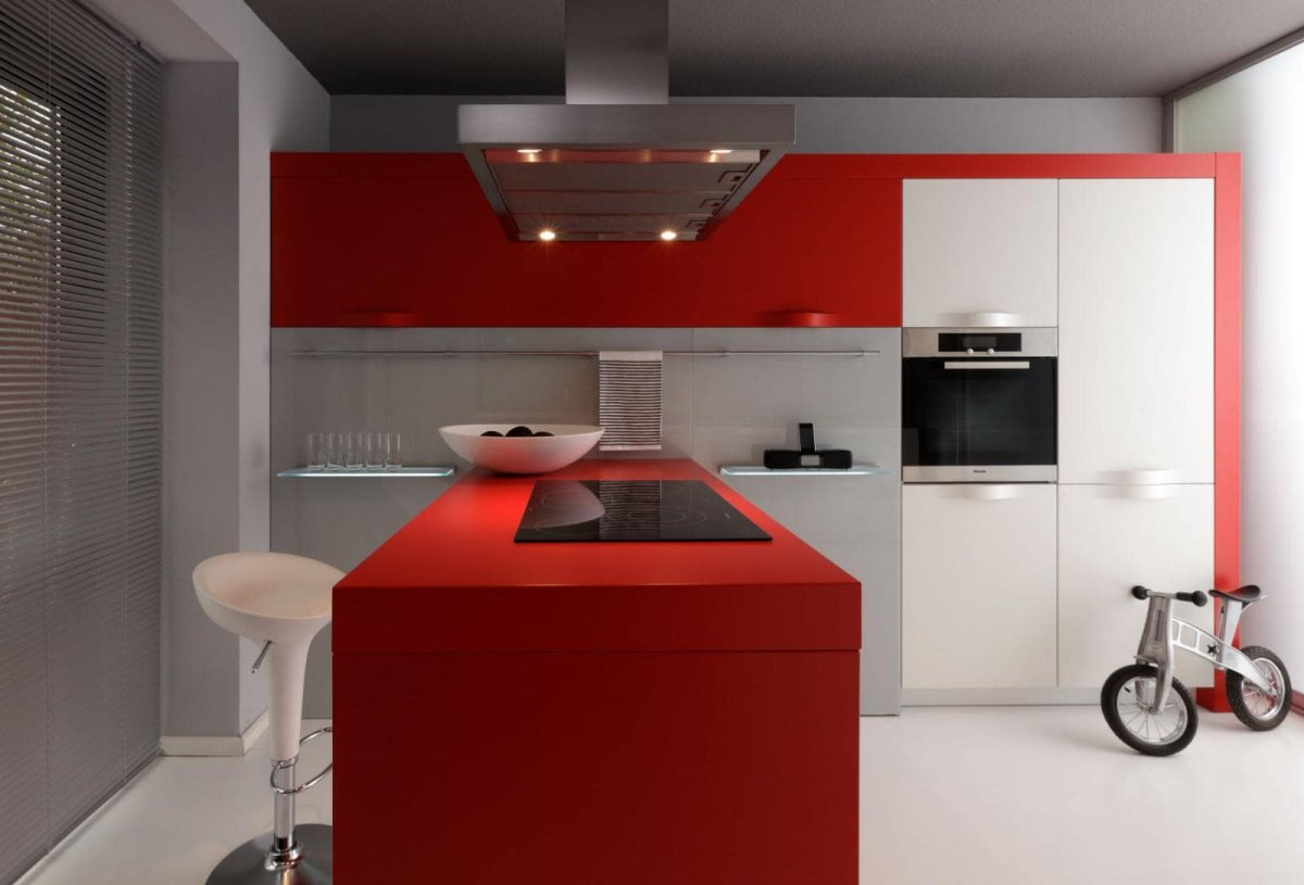 Кухонный гарнитур красный матовый