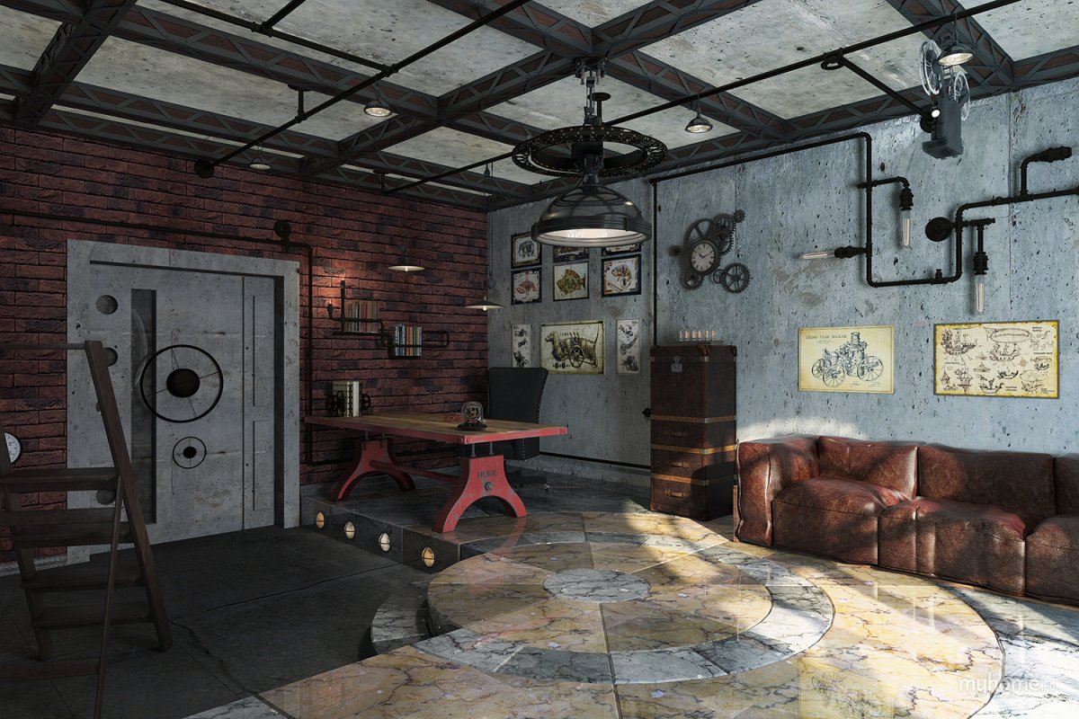 Кабина дирижабль стимпанк