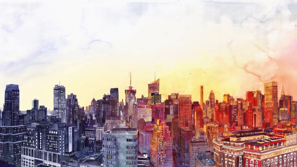 Живопись небоскребы Нью Йорка