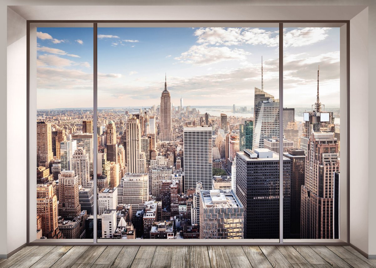 Нью-Йорк Манхэттен вид из окна