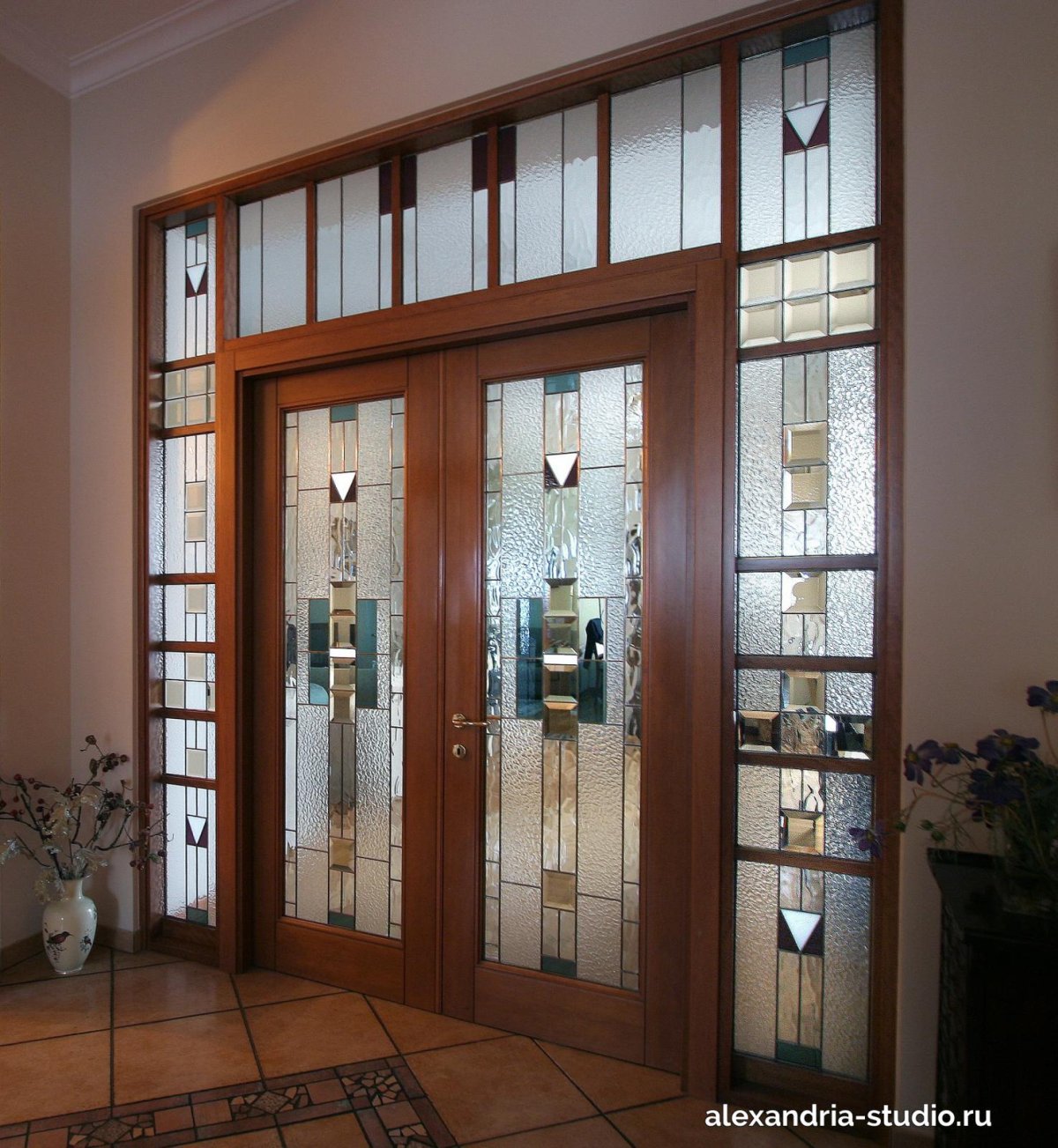 Витражные двери раздвижные