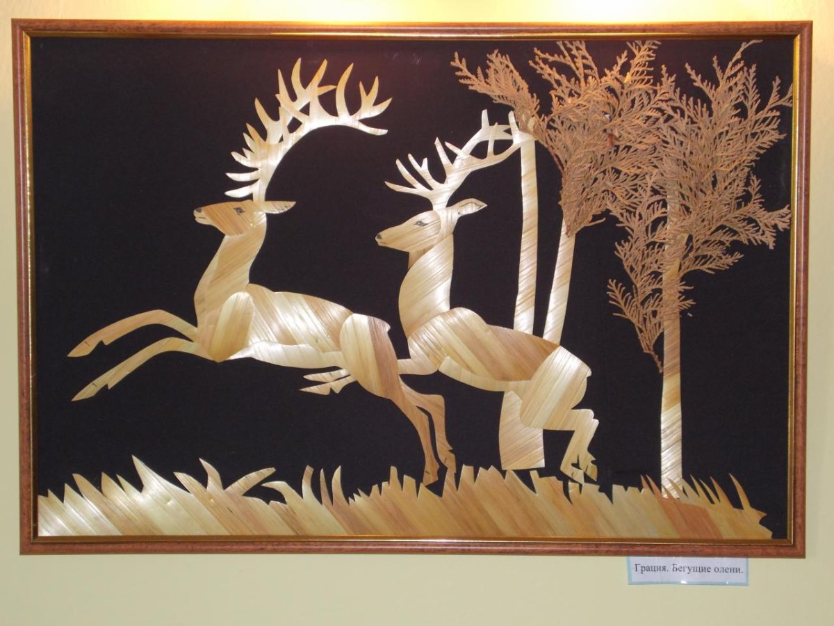 Корзинка аппликация из соломки