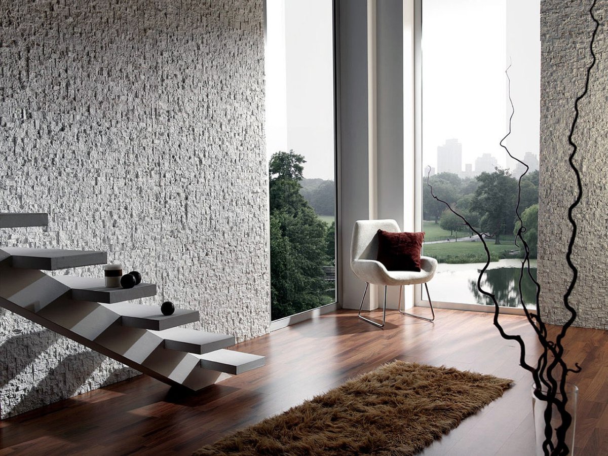 Панели под камень в интерьере