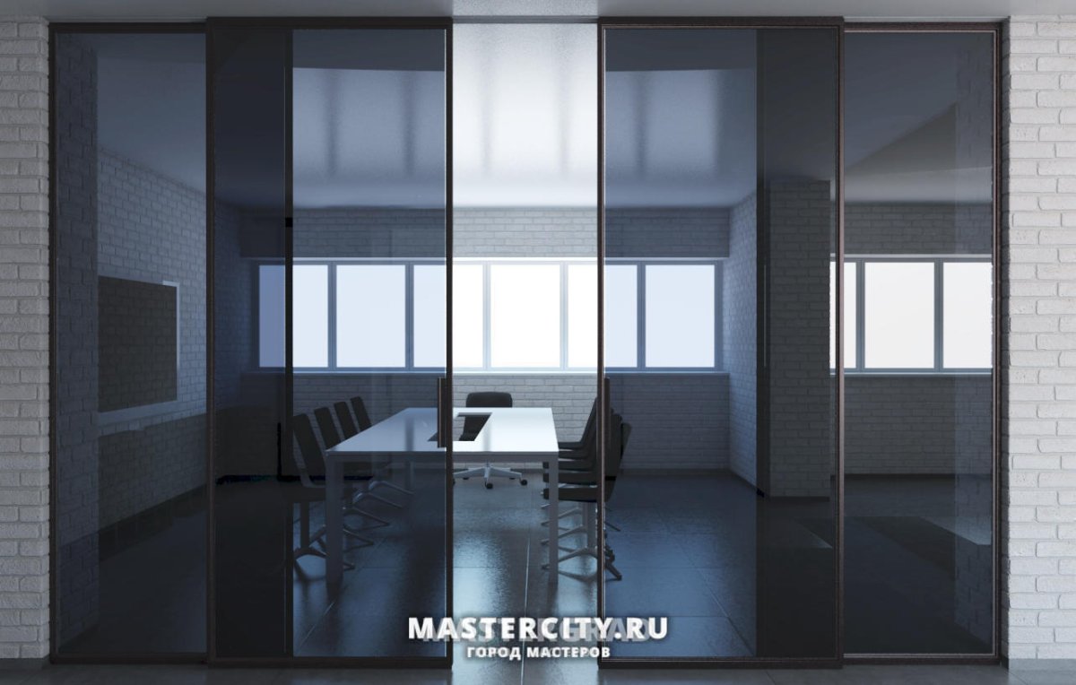 Стеклянная перегородка серая