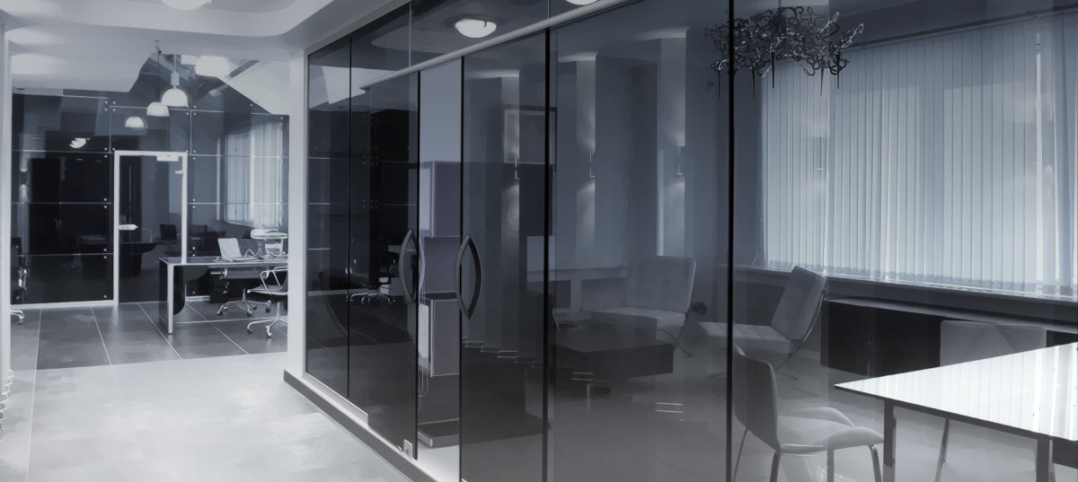 Цельностеклянные мобильные перегородки