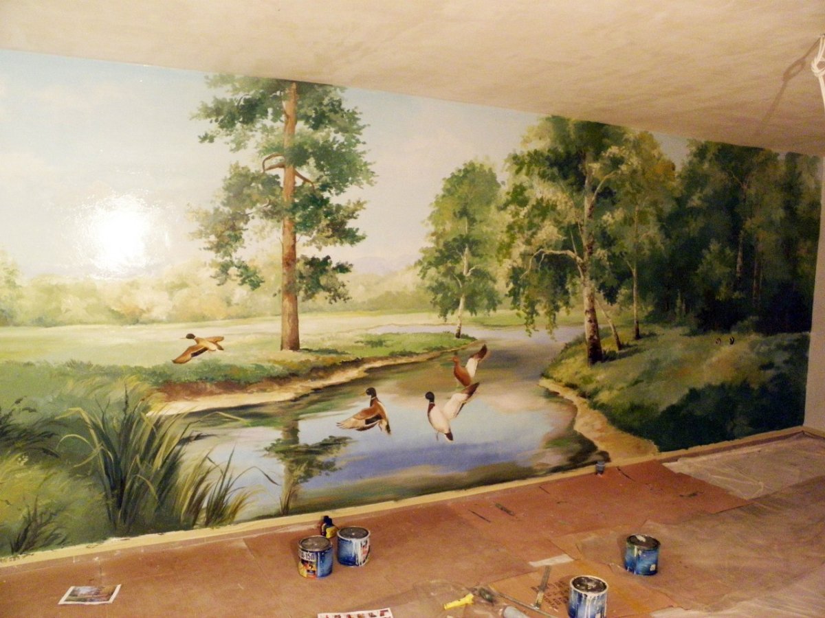 Роспись стен, русская природа