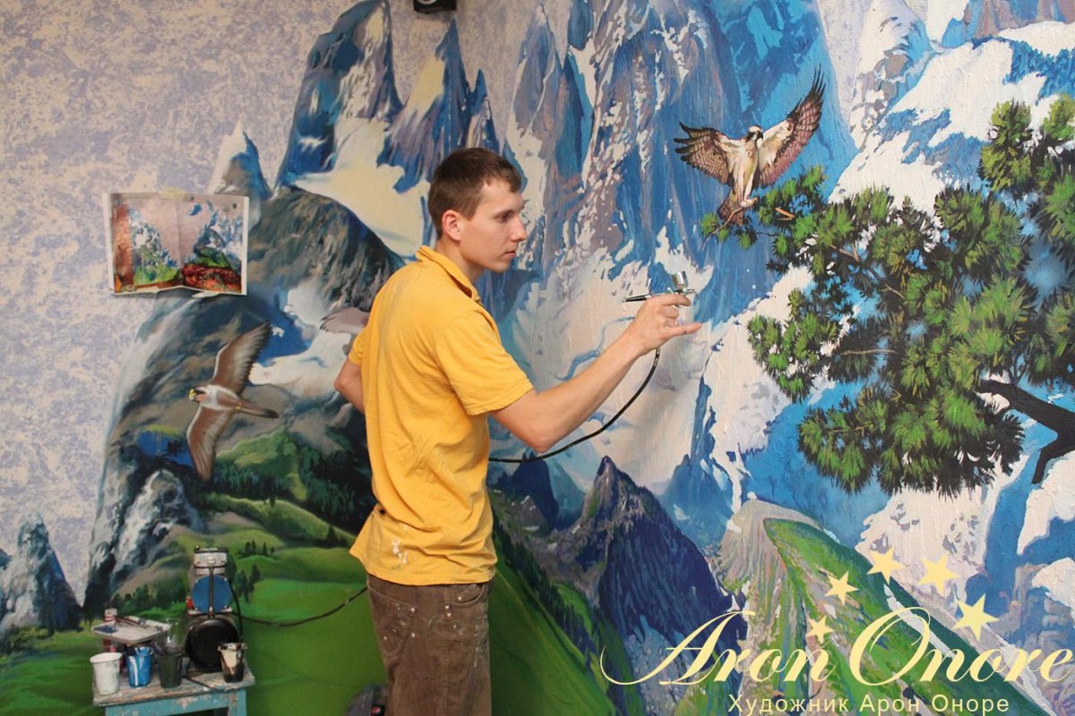 Роспись стен панорамные горы