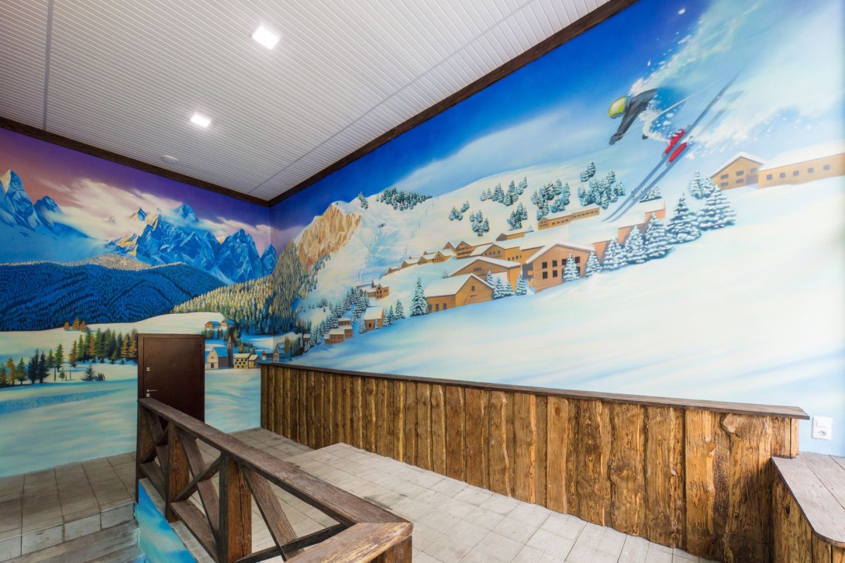 Аэрография горы на стене