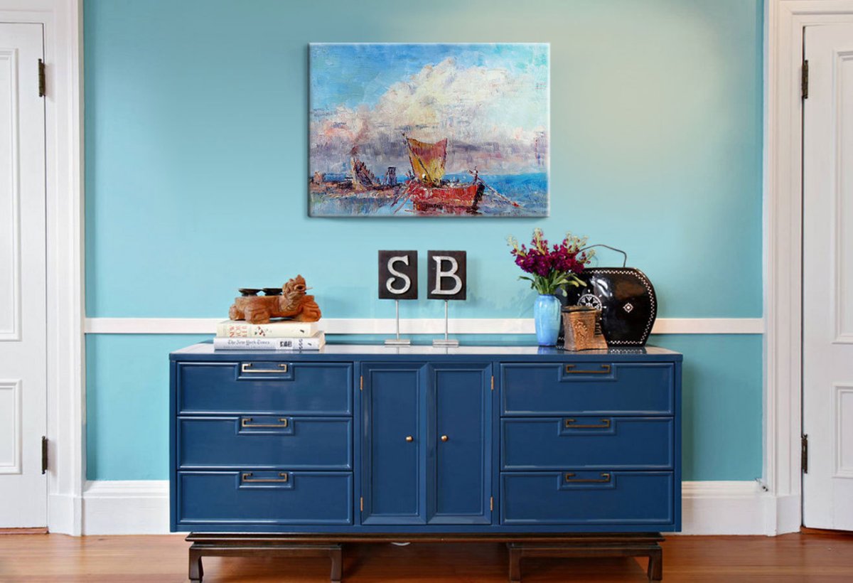 Голубой комод в интерьере