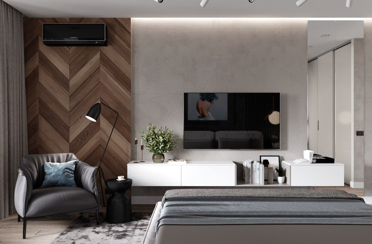 Стеновая панель под телевизор в спальню