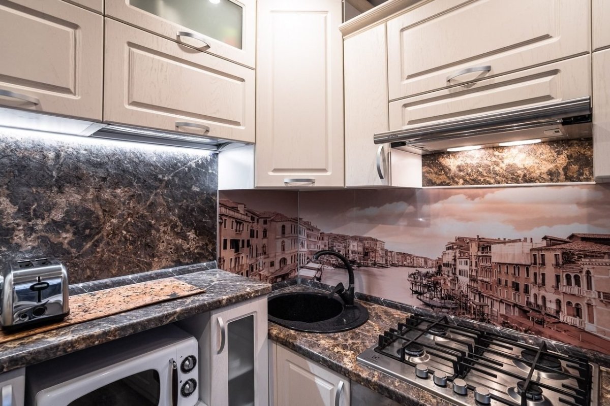 Серо синяя кухня