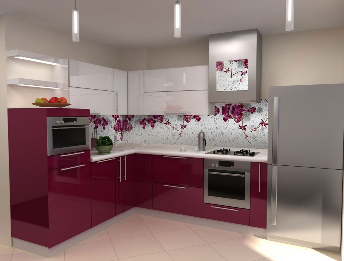 Красная подсветка на кухне