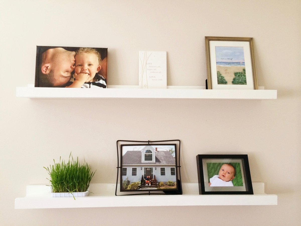 The picture is the shelf. Ledges. Lovely Shelf Art.