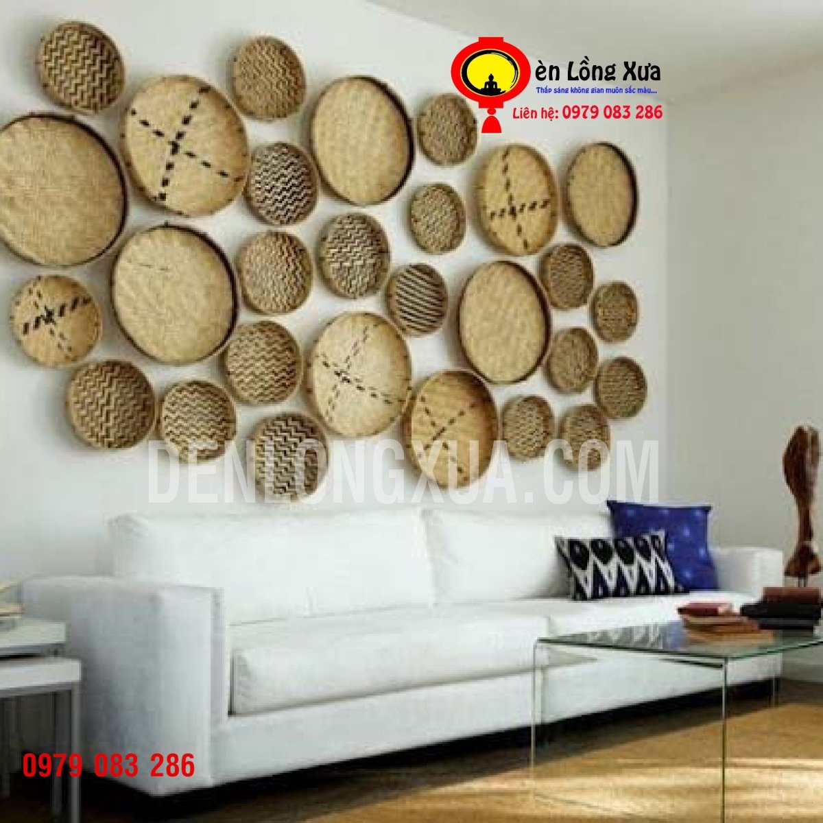 Круглая корзина декор на стене