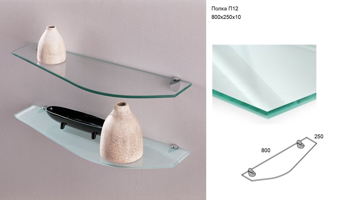 Крепление стеклянной полки к стене