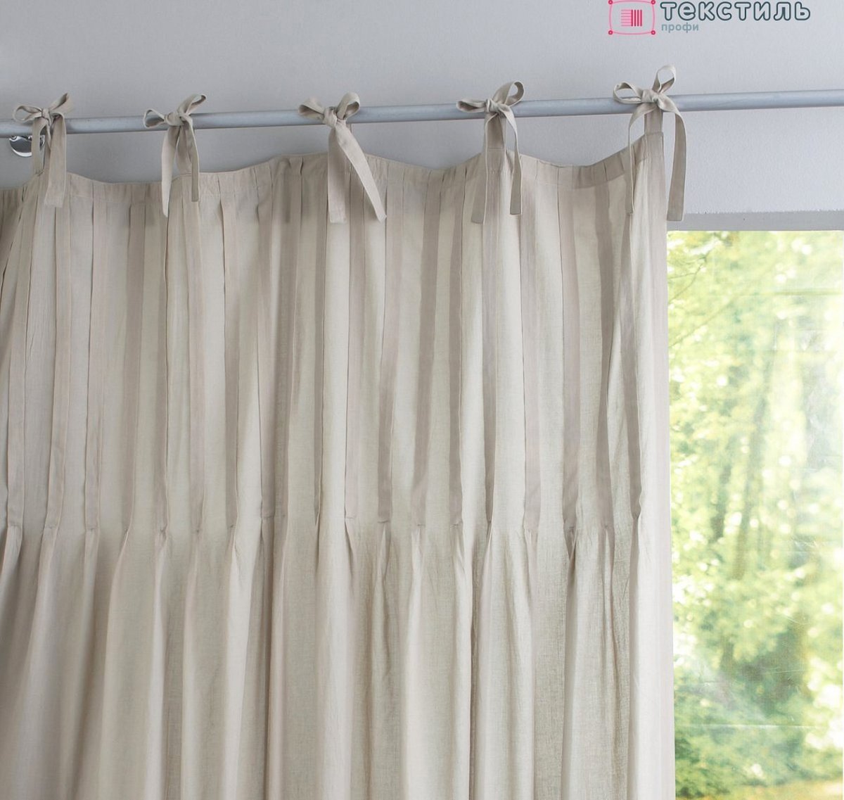 Тюлевая штора на завязках