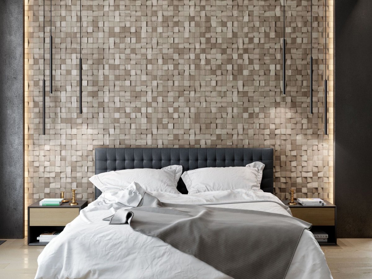 Мозаика на стене в спальне